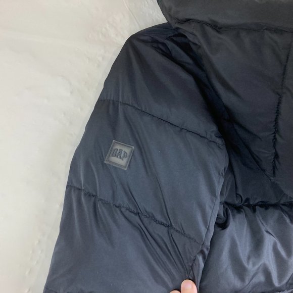 Gap Kids Boys Sz M Black Hooded Winter Quilted Puffer Ski Jacket - Picture 10 of 10